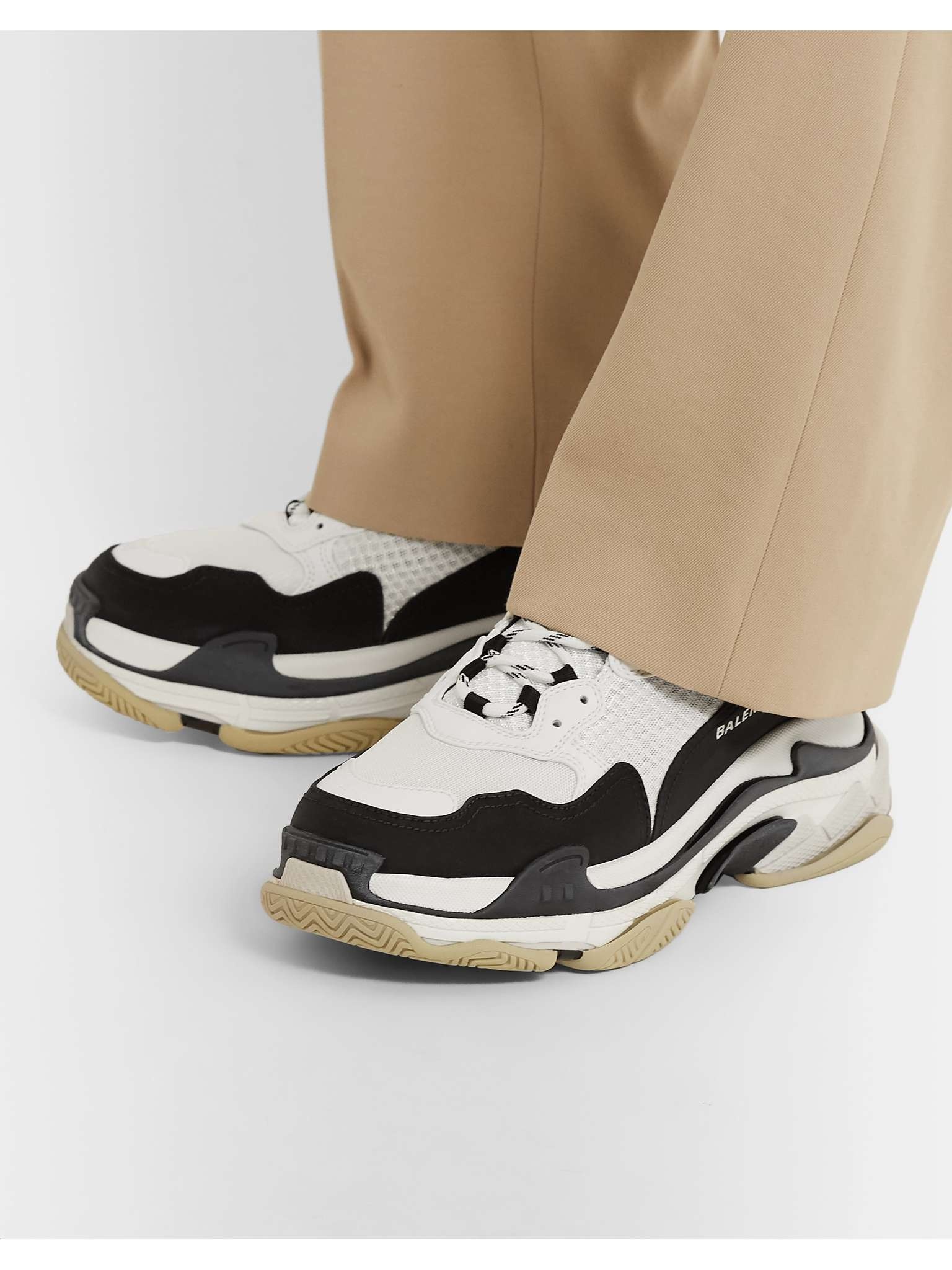 Triple S Mesh, Faux Nubuck and Faux Leather Sneakers - 3