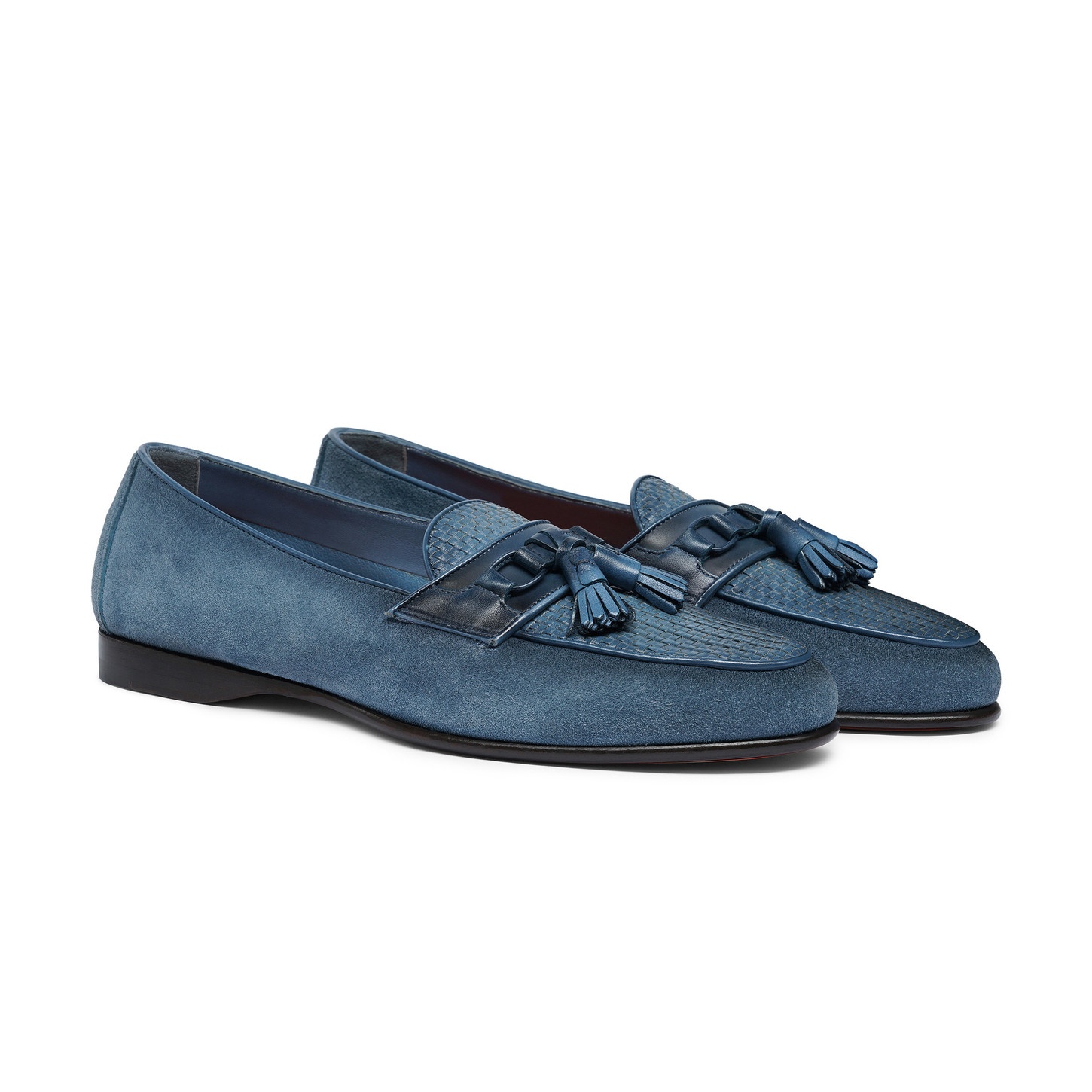 Men's light blue suede and leather Andrea tassel loafer - 3