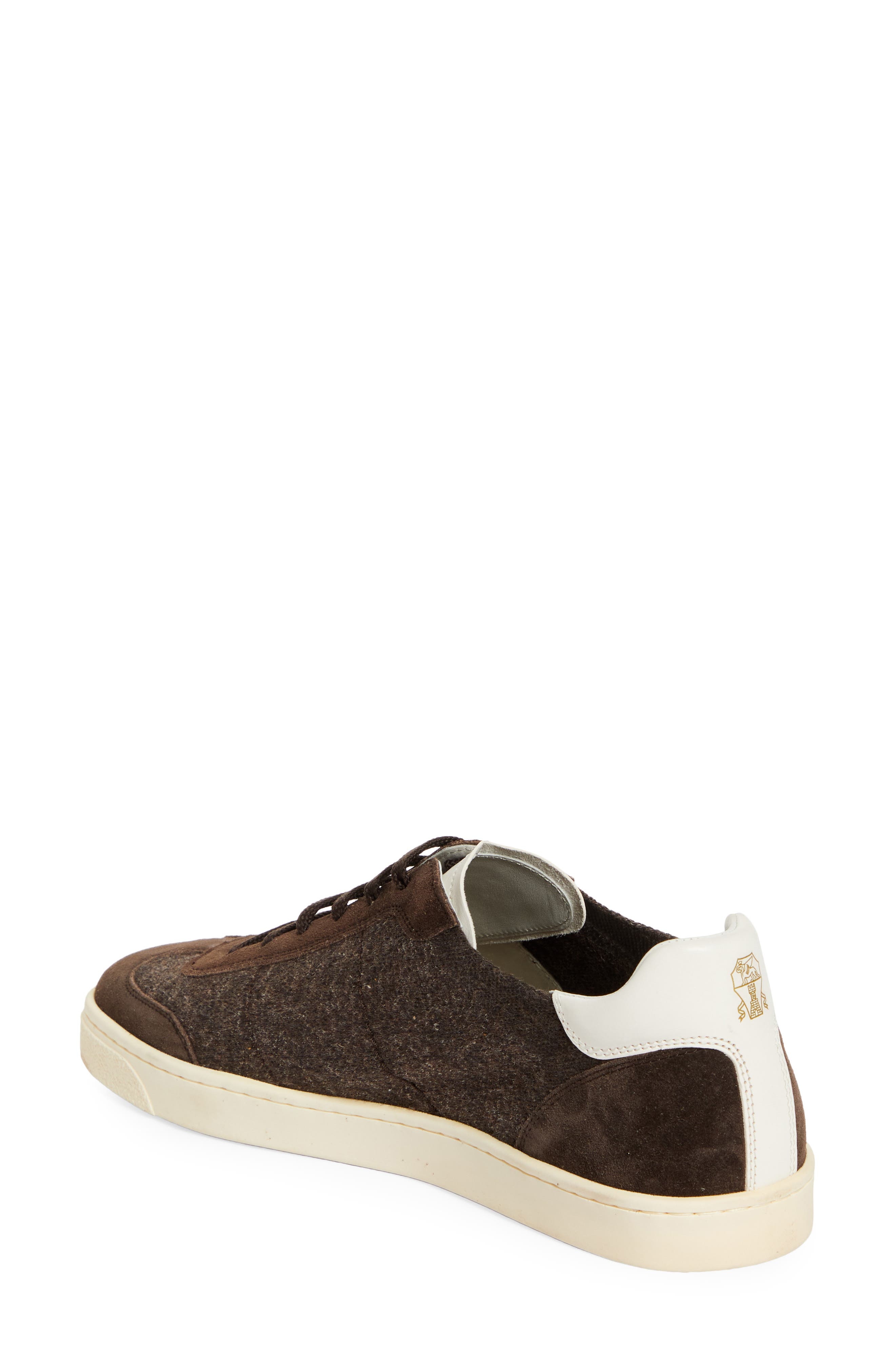 Brunello Cucinelli Mixed Media Low Top Sneaker in Cam27 Dark Brown at Nordstrom - 2
