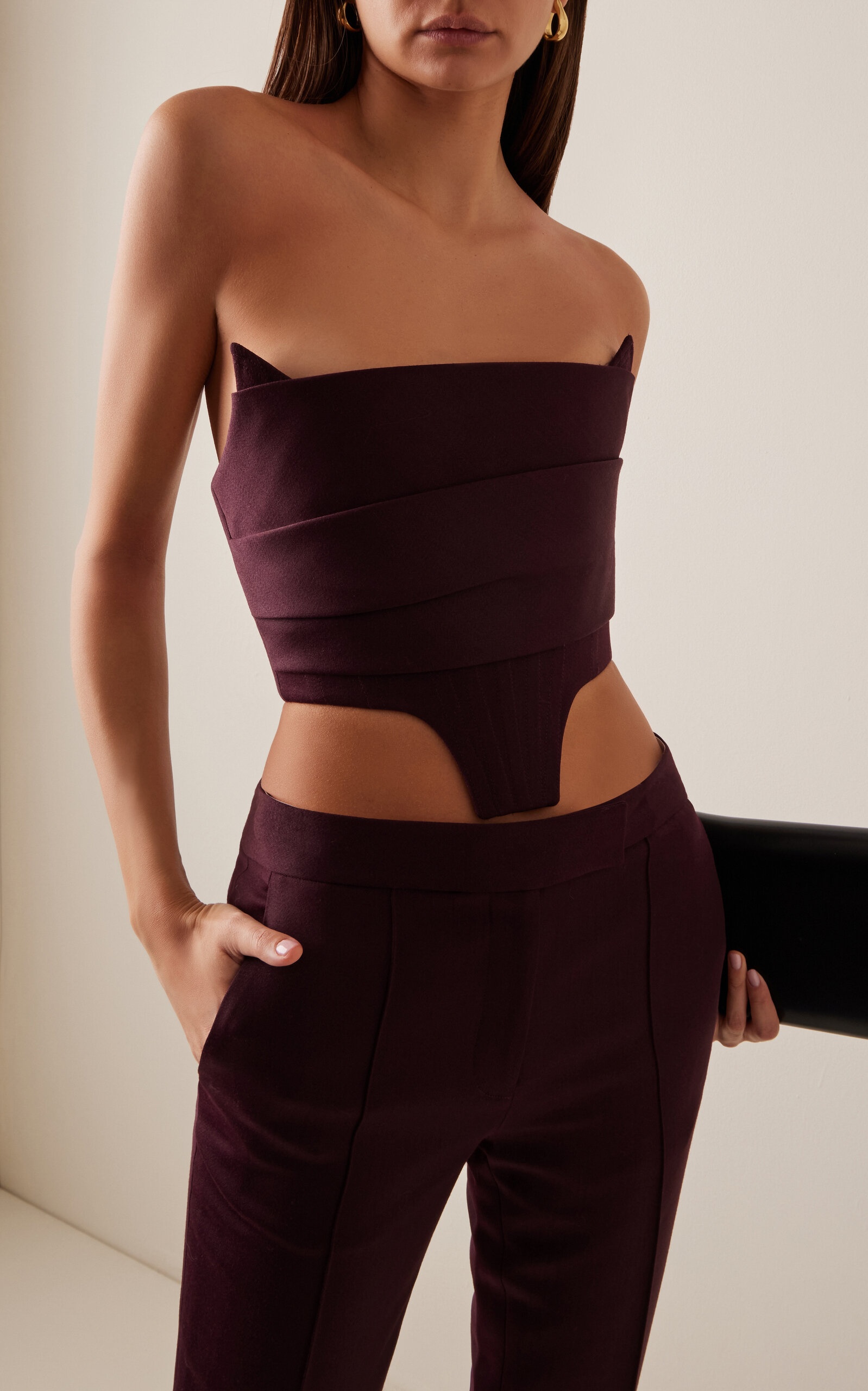 Wool Corset Top burgundy - 2