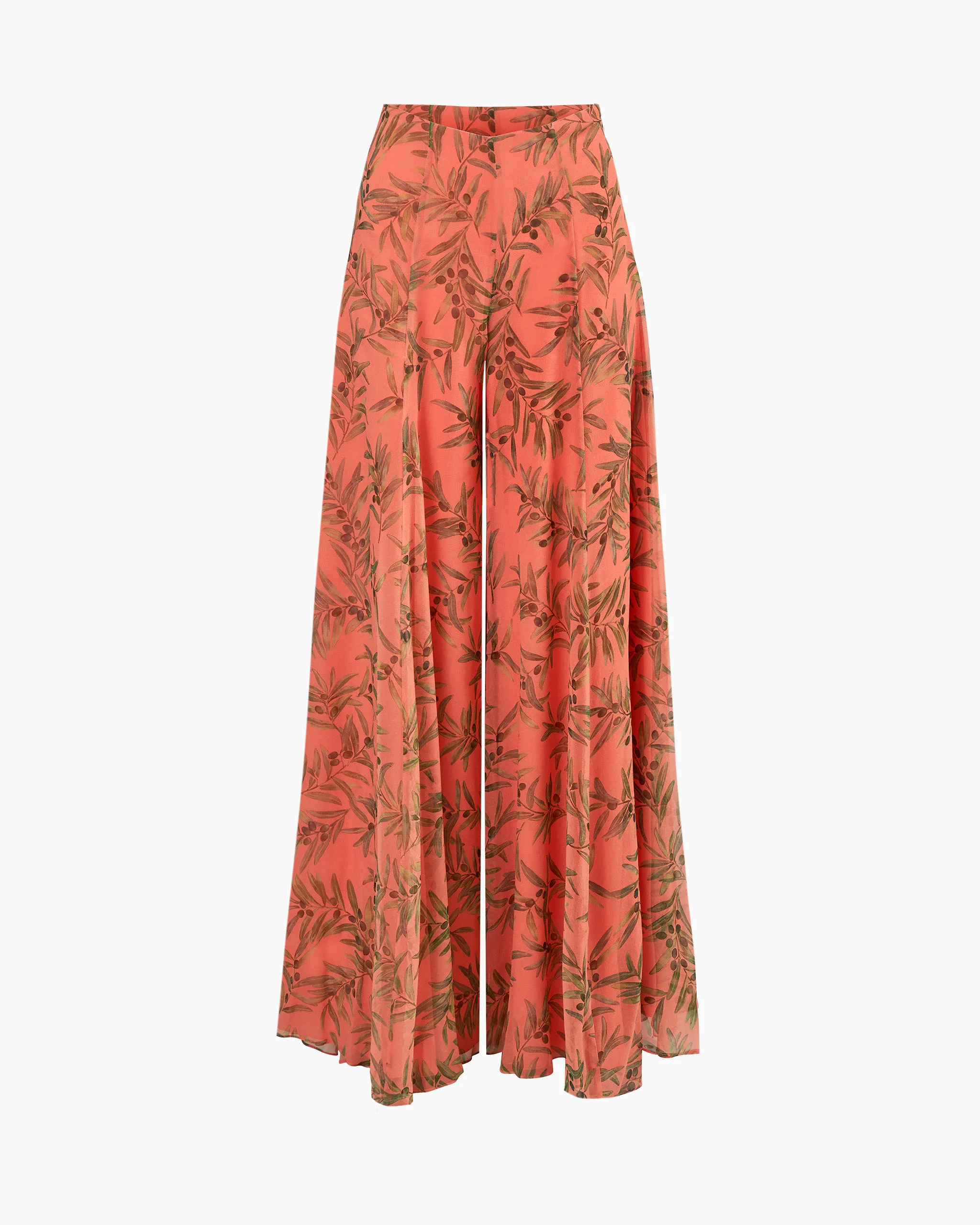 Olive Branch-Print Extra-Wide Leg Iris Pants - 1