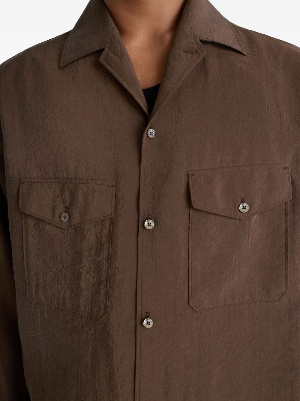 cuban-collar patch-pocket shirt - 5
