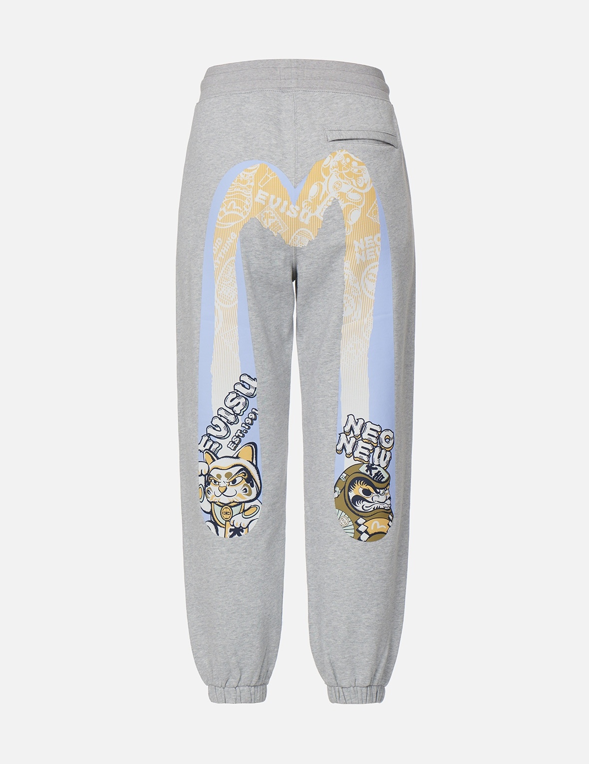 FORTUNE CAT AND DARUMA DOUBLE DAICOCK PRINT SWEATPANTS - 1