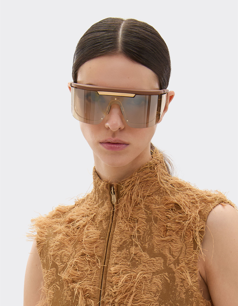 Limited Edition Ferrari metal and leather sunglasses with gold mirroredlens 3