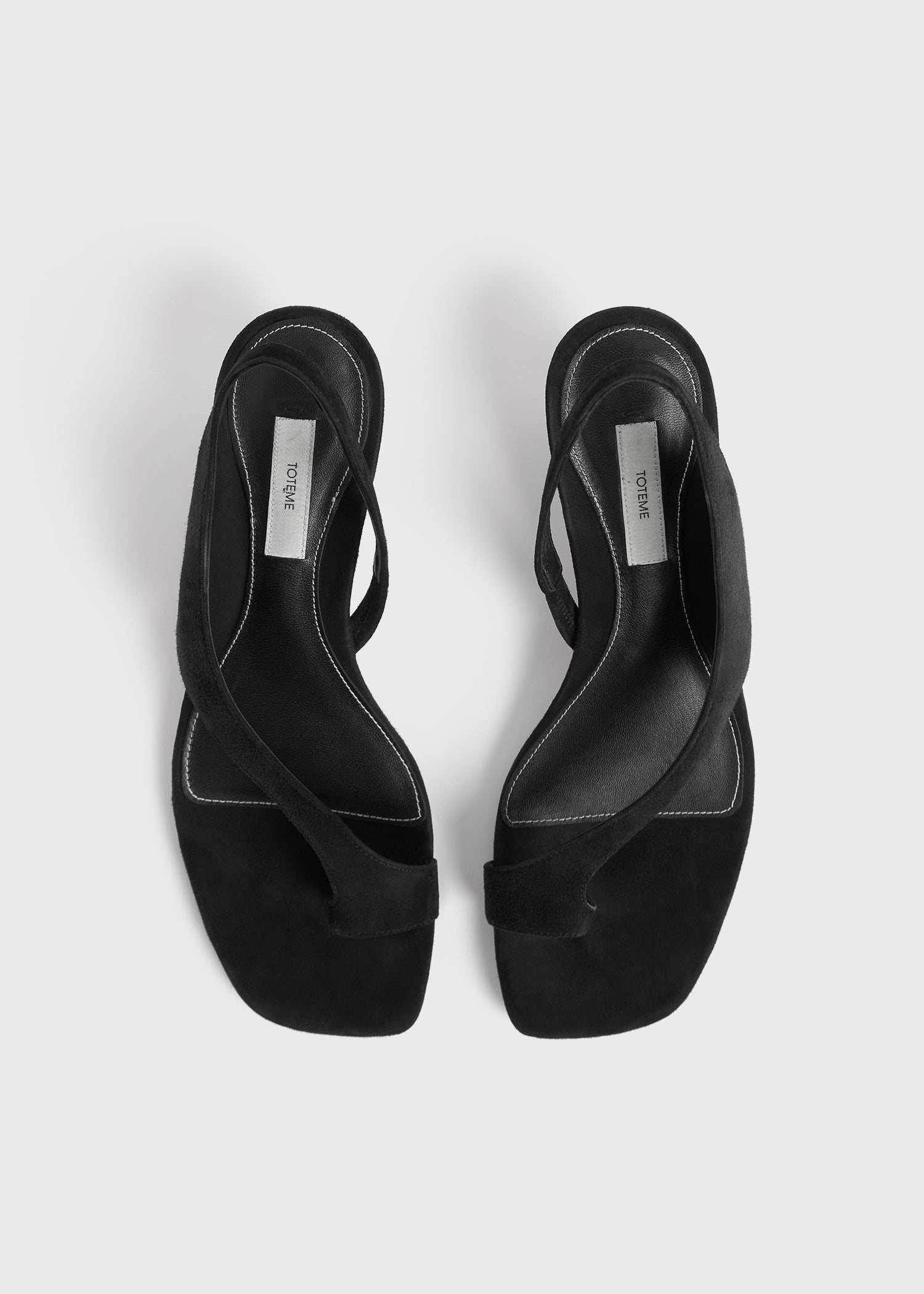 Suede heeled thong sandals black - 5