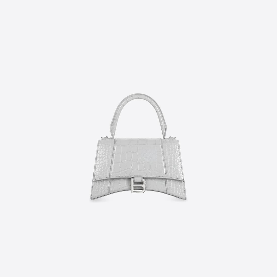 Women's Hourglass Small Handbag Crocodile Embossed in Grey - 1