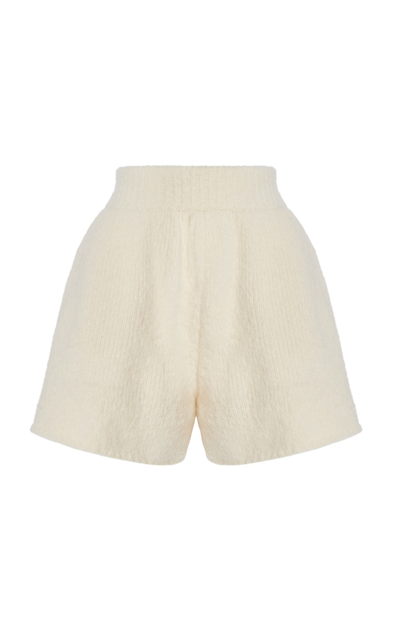Felted Knit Wool-Blend Shorts ivory - 1