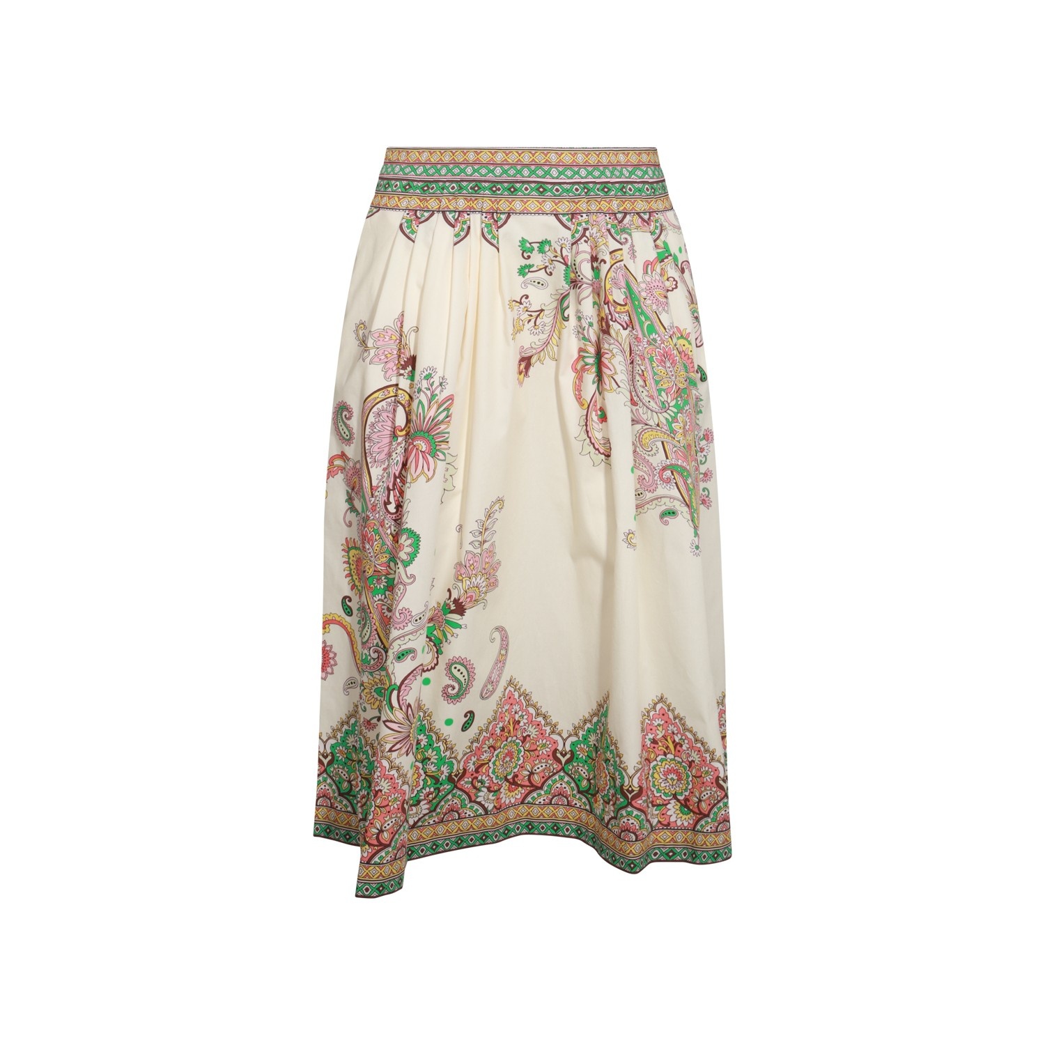 【ETRO】MULTICOLOR COTTON MIDI SKIRT High-rise floral cotton midi skirt in multicoloured - Etro