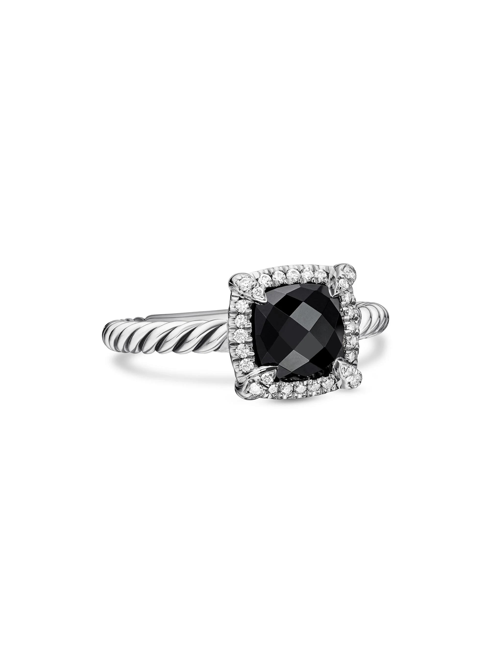 Women's Petite Chatelaine Pavé Bezel Ring with Diamonds - Black Onyx - 1
