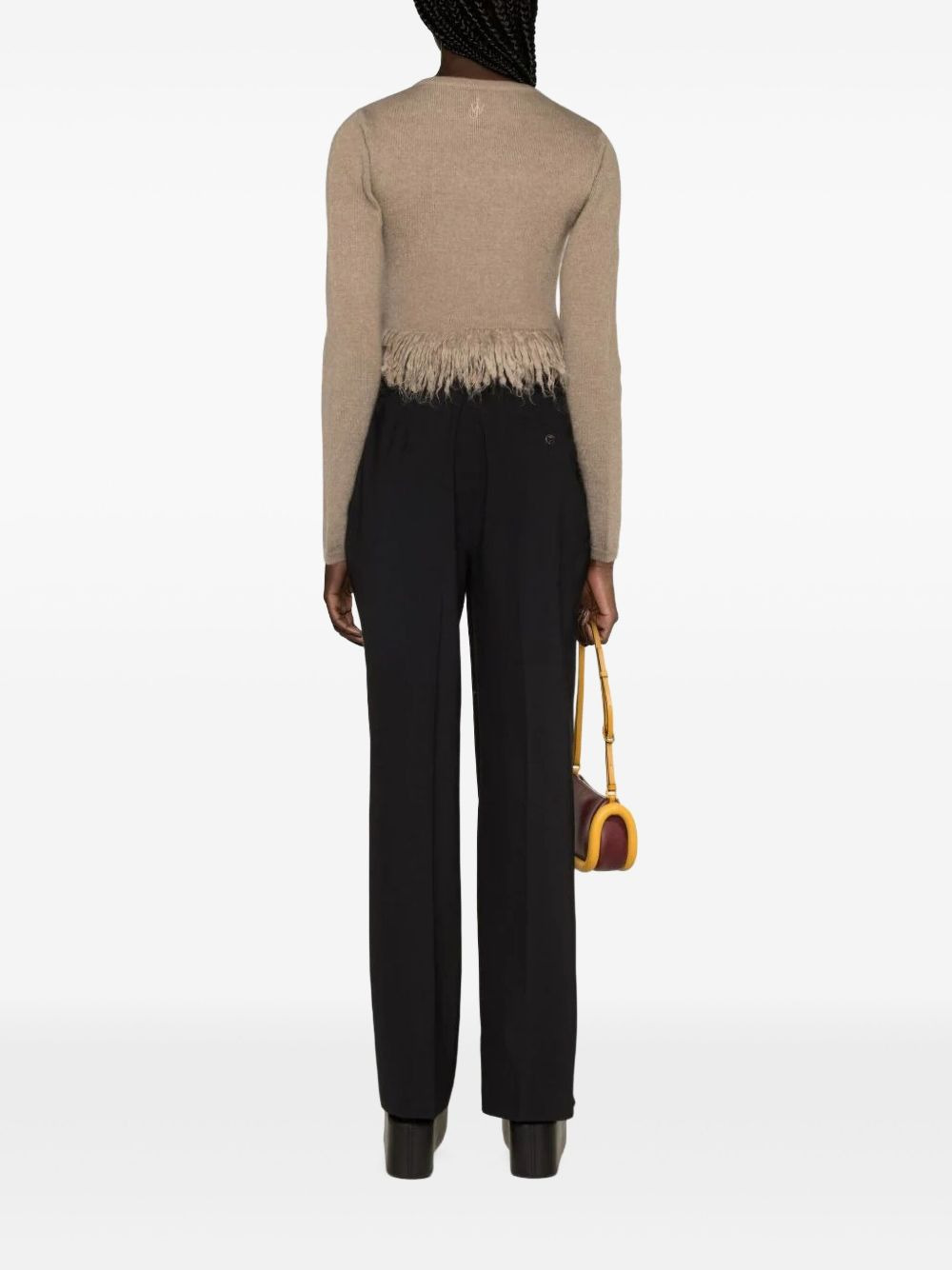 fringed-hem cropped jumper - 4