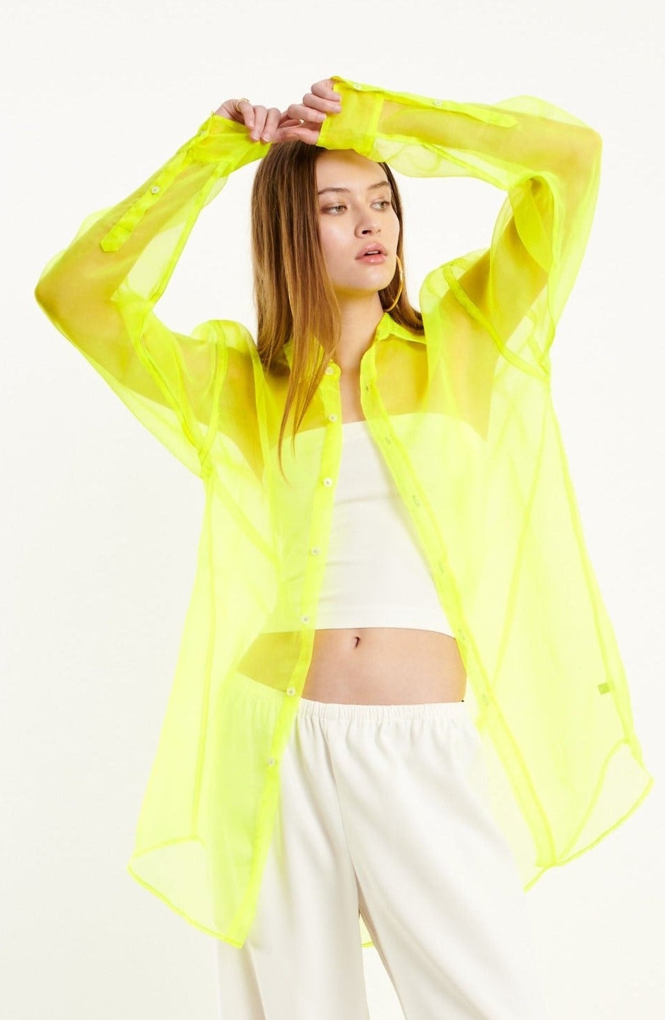 NEON SILK ORGANZA OVERSIZED SHIRT - 4