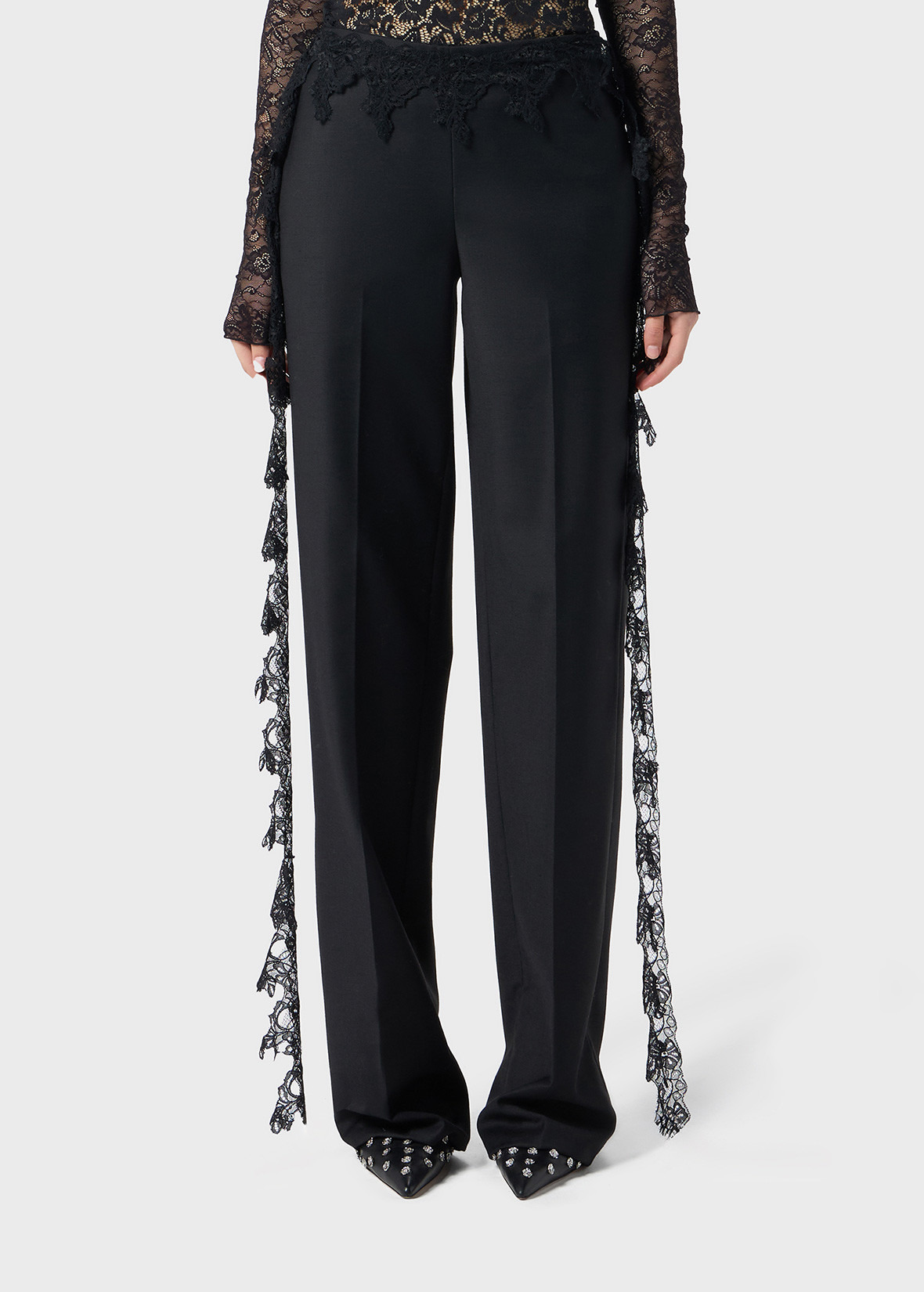 TWILL PANTS WITH SCALLOPED LACE - 3