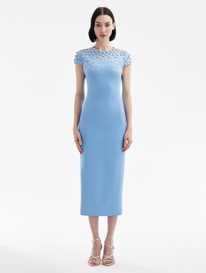 CRYSTAL EMBROIDERED CAP SLEEVE DRESS 1