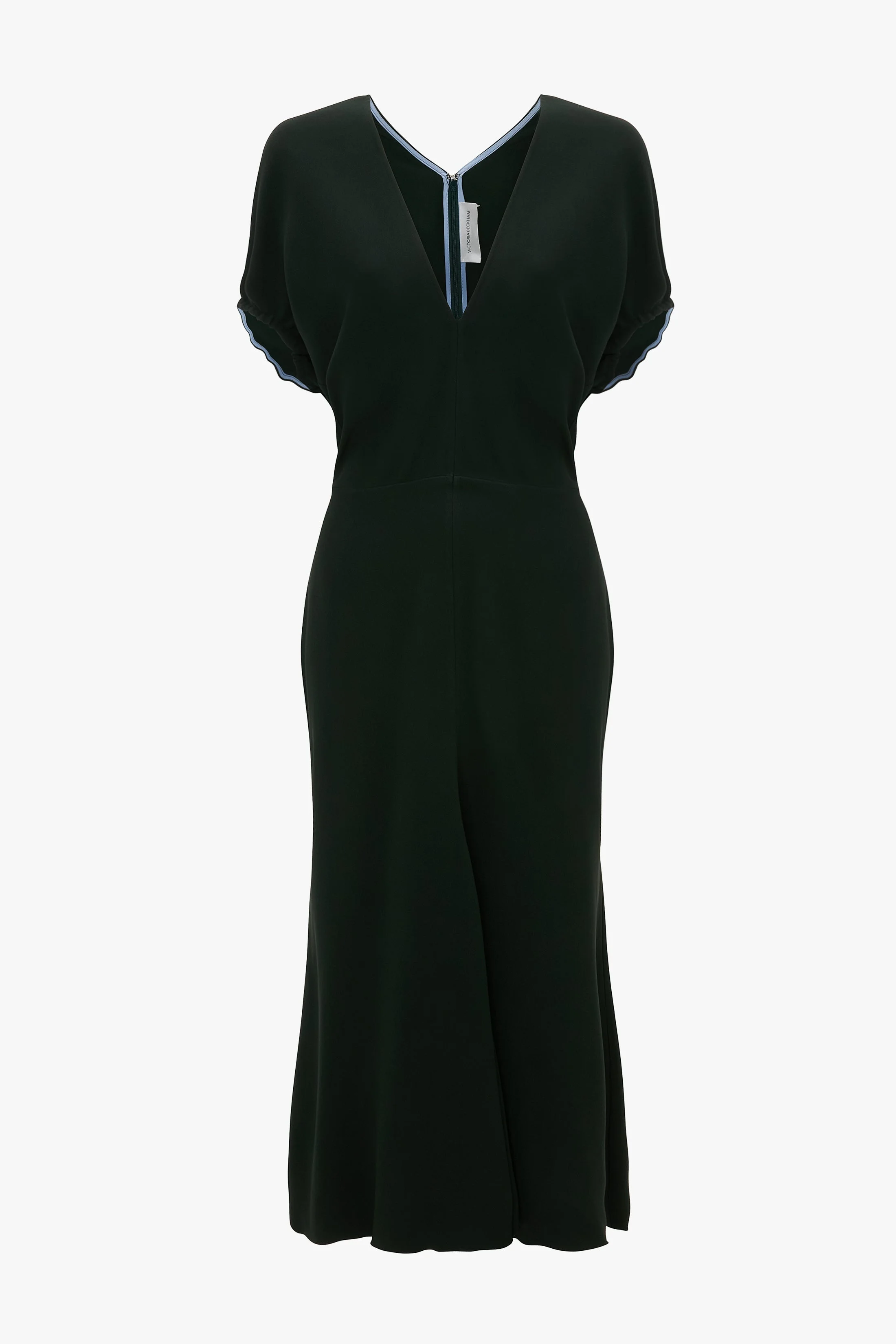 Blouson Detail Midi Dress In Dark Pine - 1