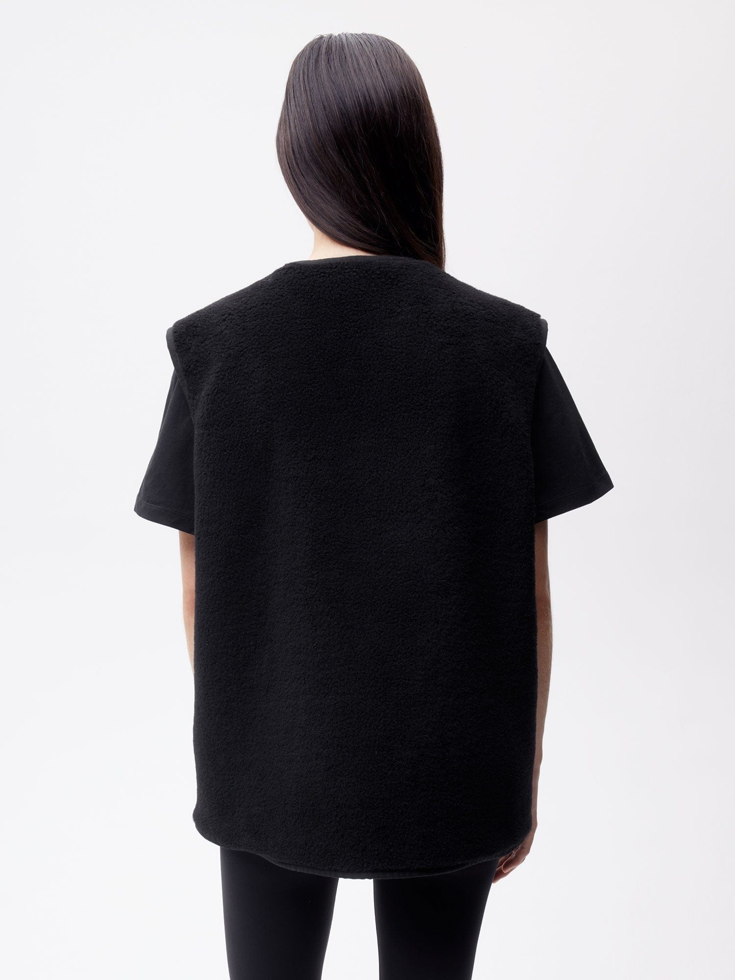 Womens Recycled Wool Fleece Gilet - Black - 3