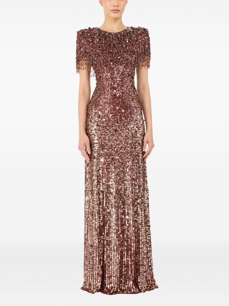 JENNY PACKHAM Eugenie sequin fringed maxi dress outlook
