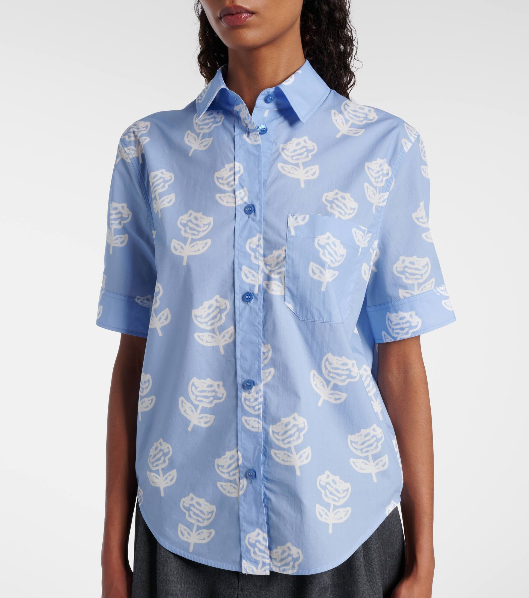 Floral cotton poplin shirt - 6