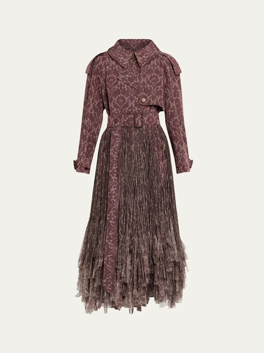 Fitzrovia Baroque Fringe Long Trench Coat - 1