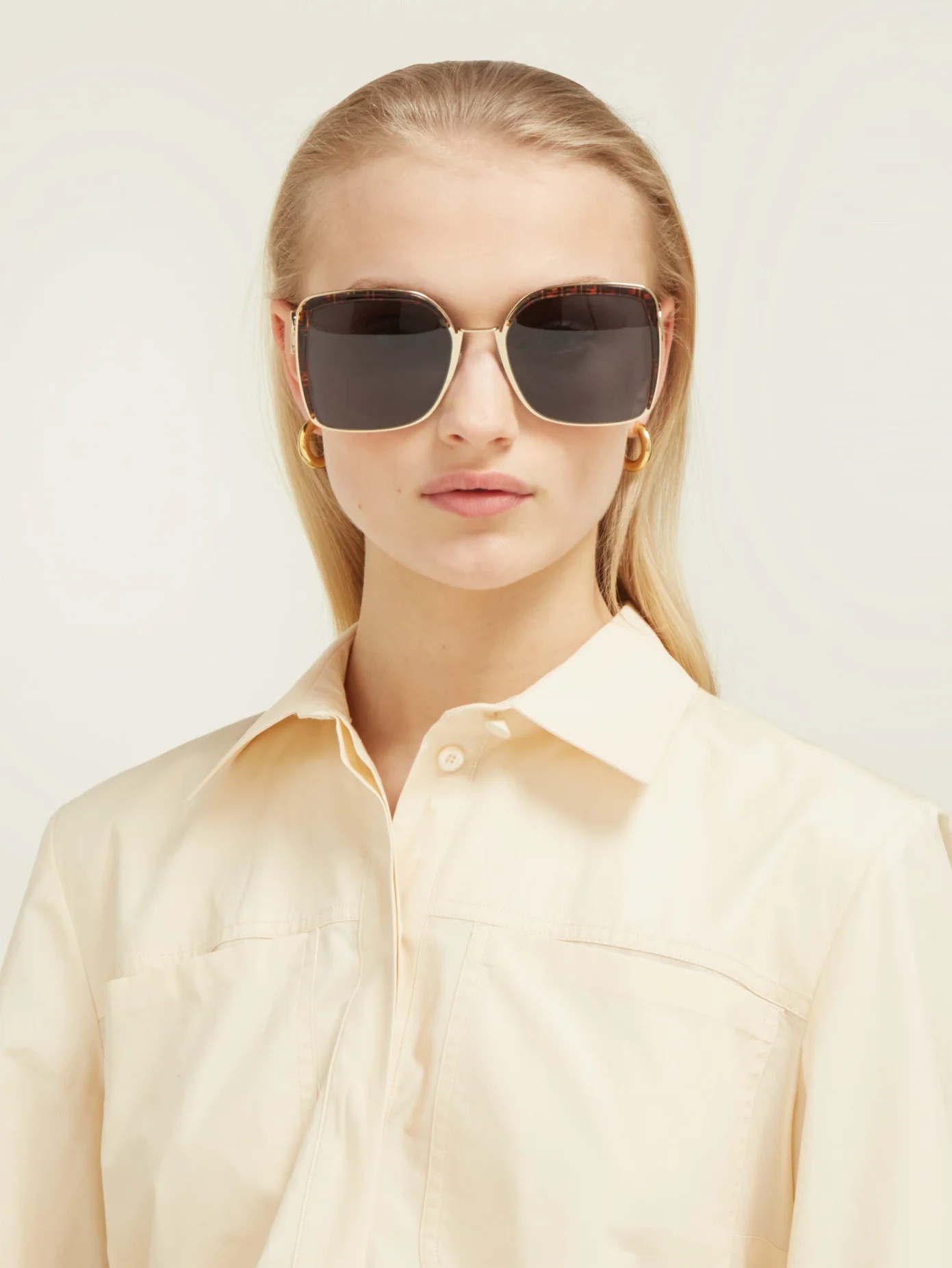 F is Fendi FF-logo square-frame sunglasses - 2