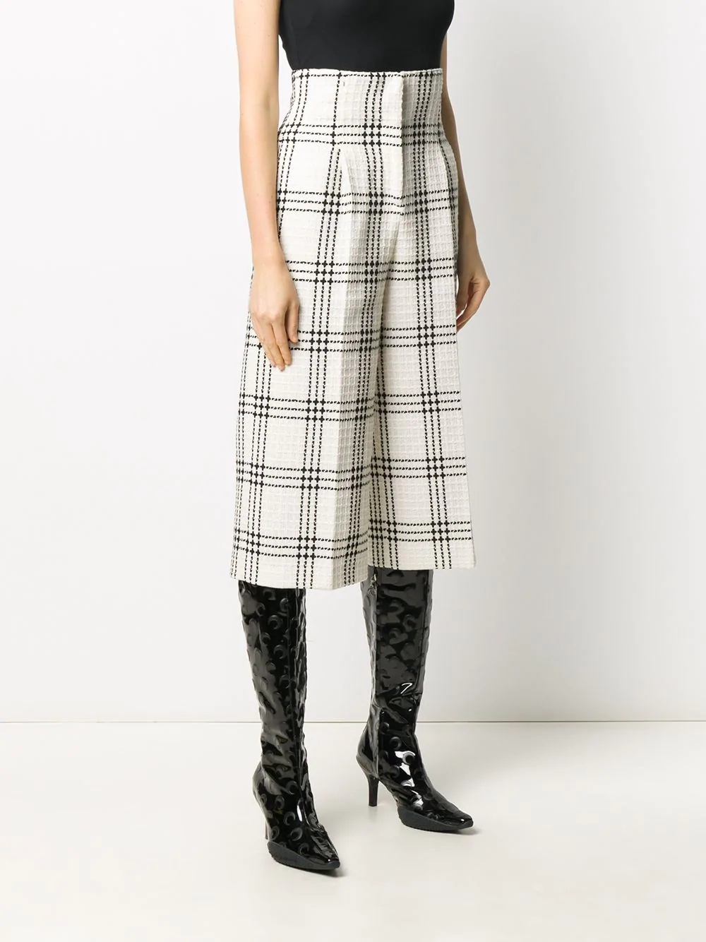 checked cropped trousers - 3