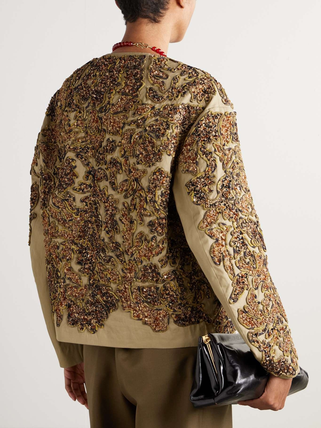 Embellished twill jacket Gold - 3