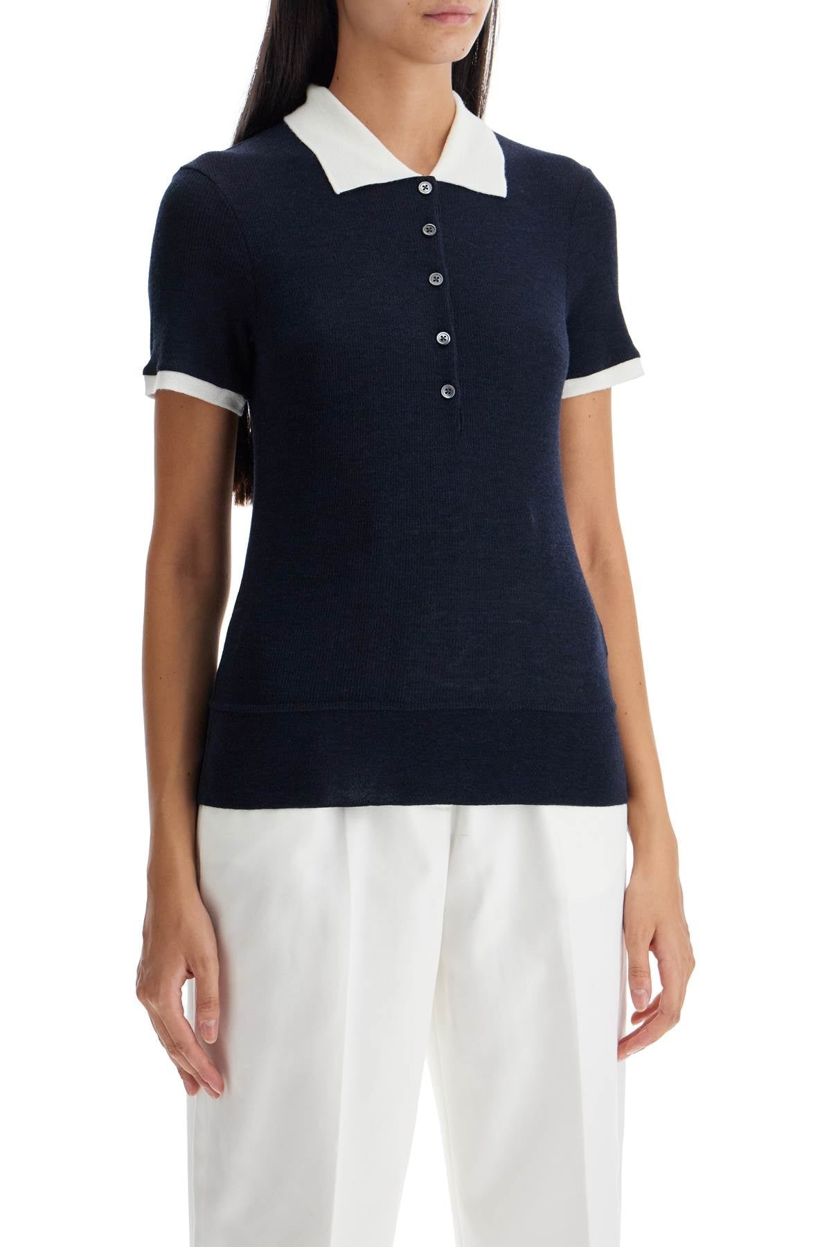 Thom Browne Short-Sleeved Wool Polo Shirt Women - 2