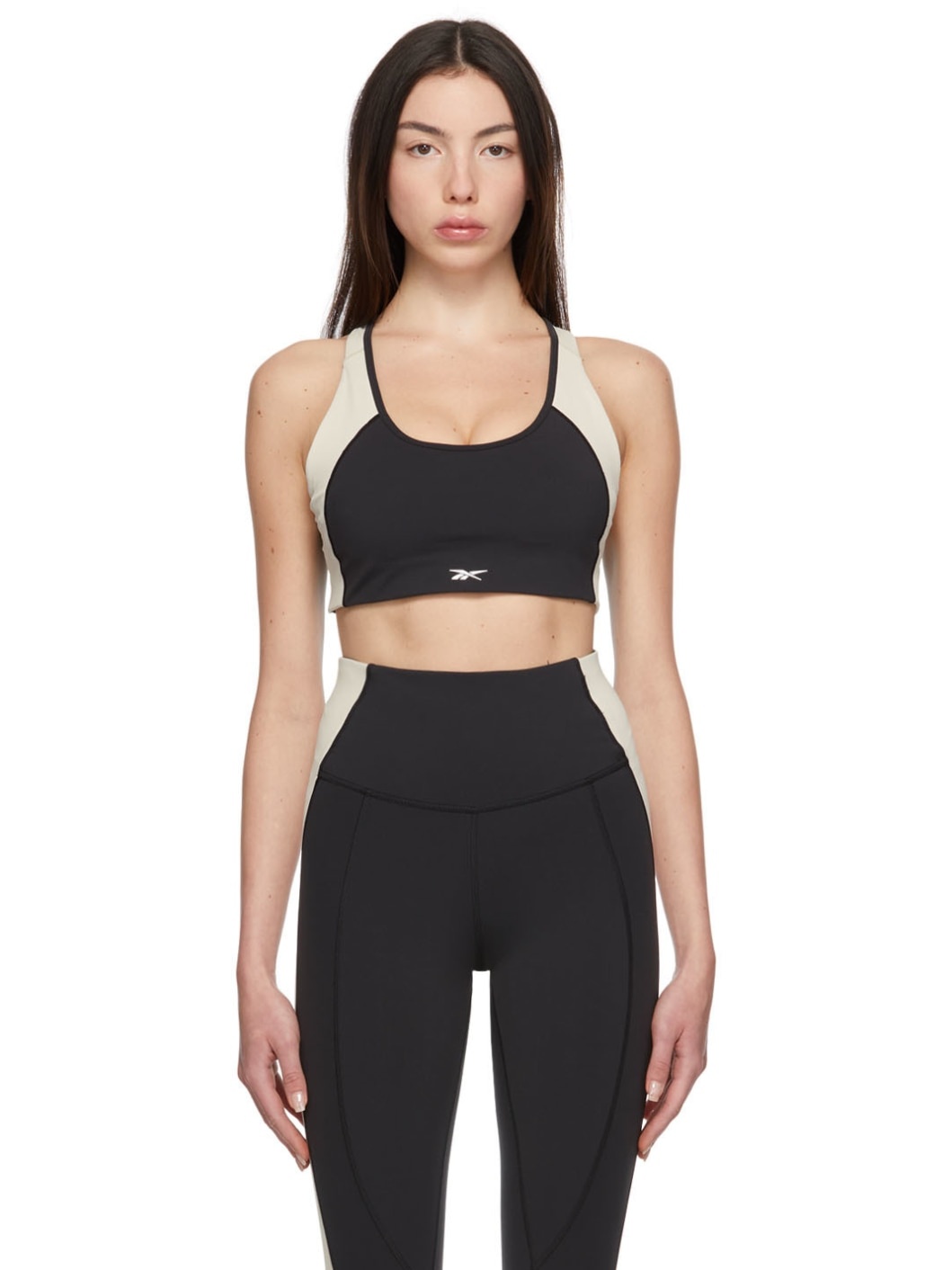 Black Colorblock Lux Racer Sport Bra - 1