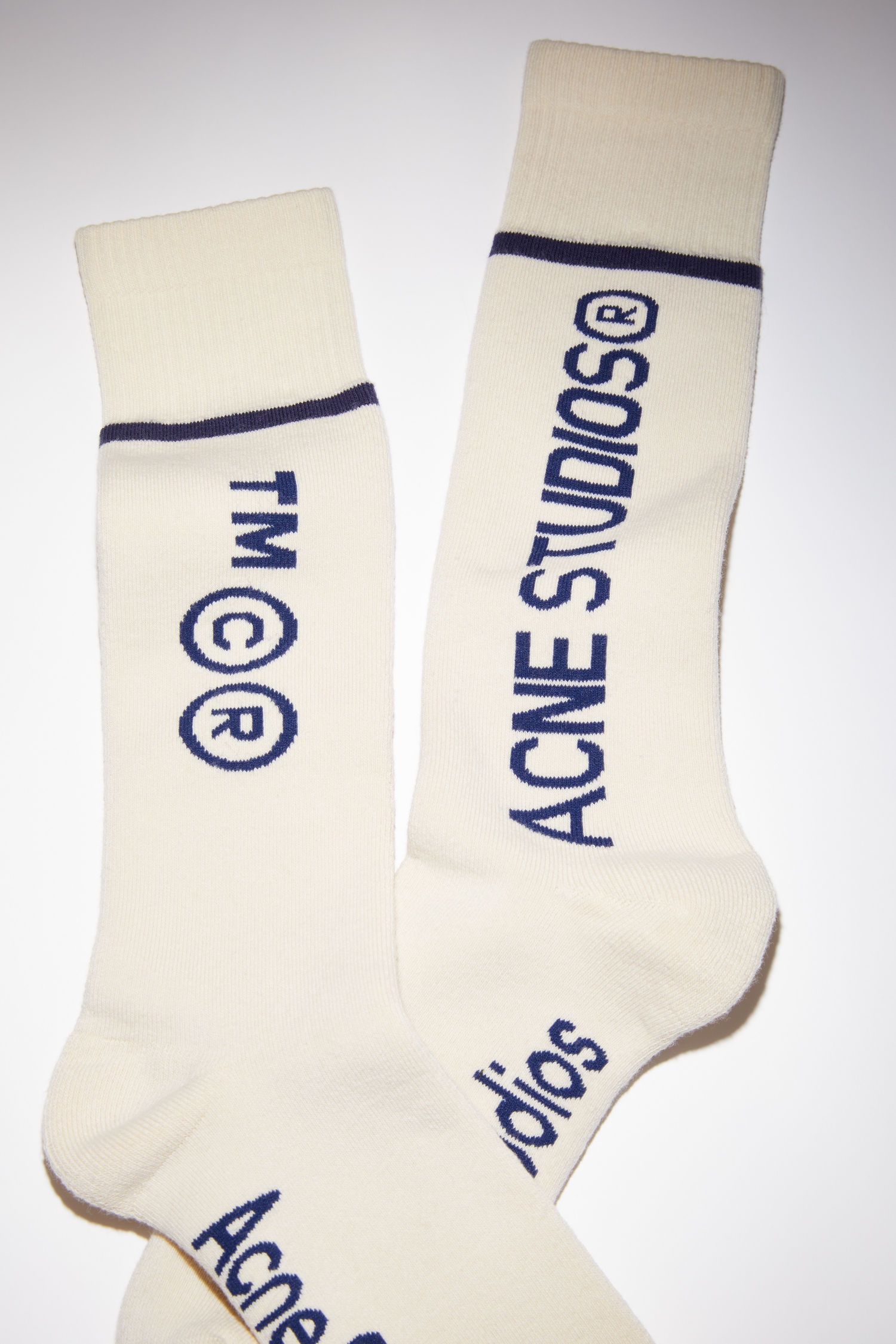 Long logo socks - Beige/navy - 4