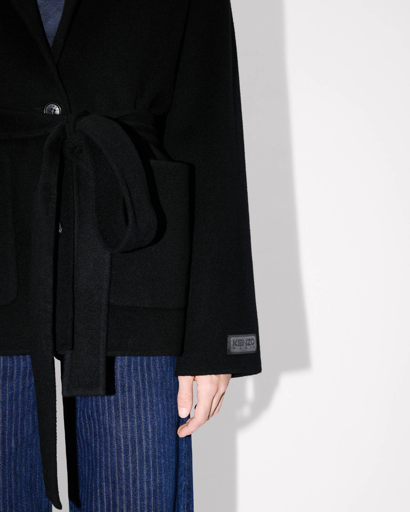 Workwear belted jacket in wool and cotton 7