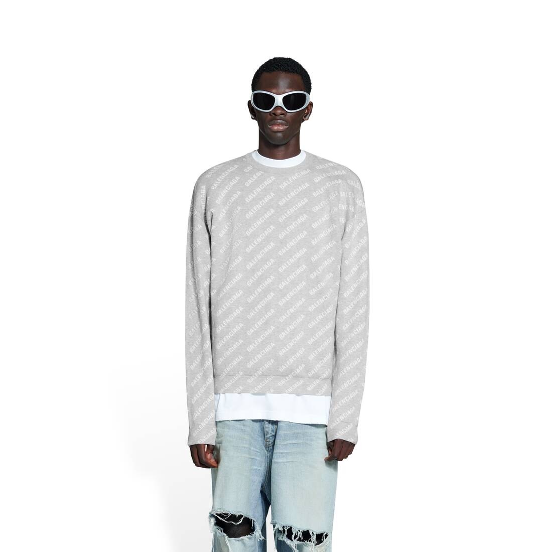 Men's Mini Allover Logo Sweater in Grey - 5