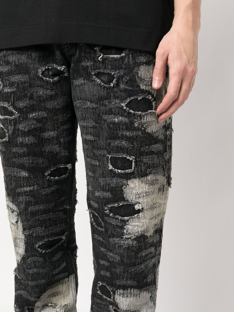 distressed-effect straight-leg trousers 5