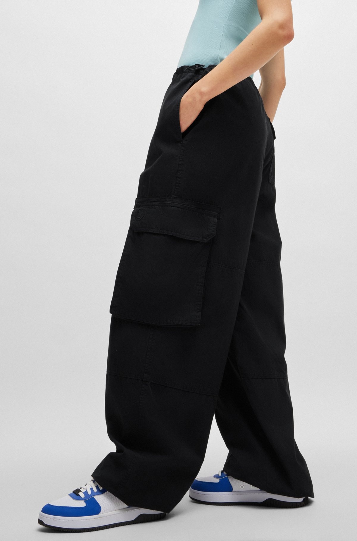 OVERSIZE-FIT PARACHUTE TROUSERS IN COTTON POPLIN - 5