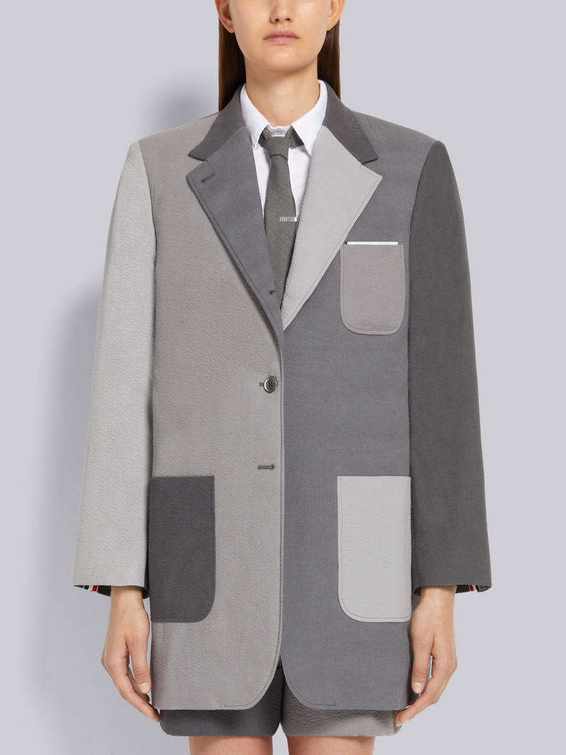 Silver Fun-Mix Seersucker Oversized Sack Sport Coat 1