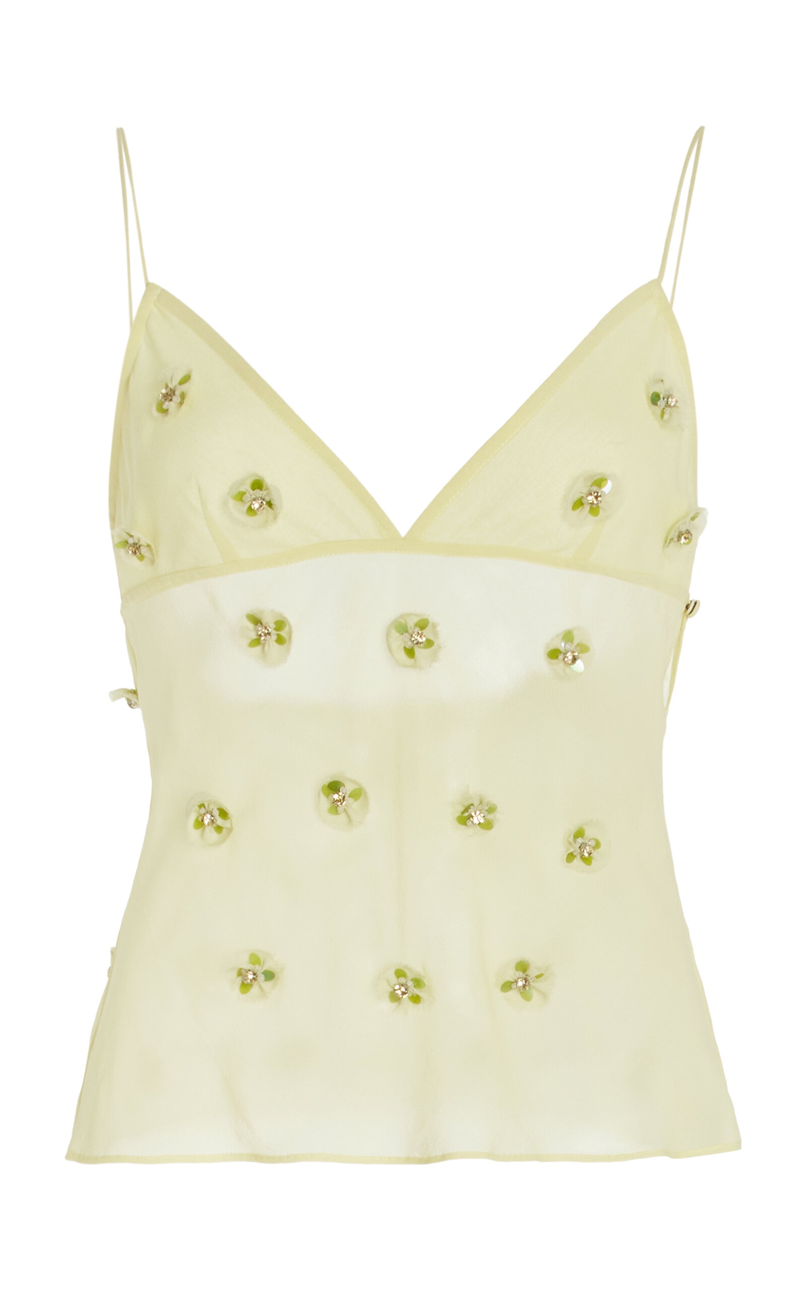 Demi Embellished Silk Tank Top lime green - 1