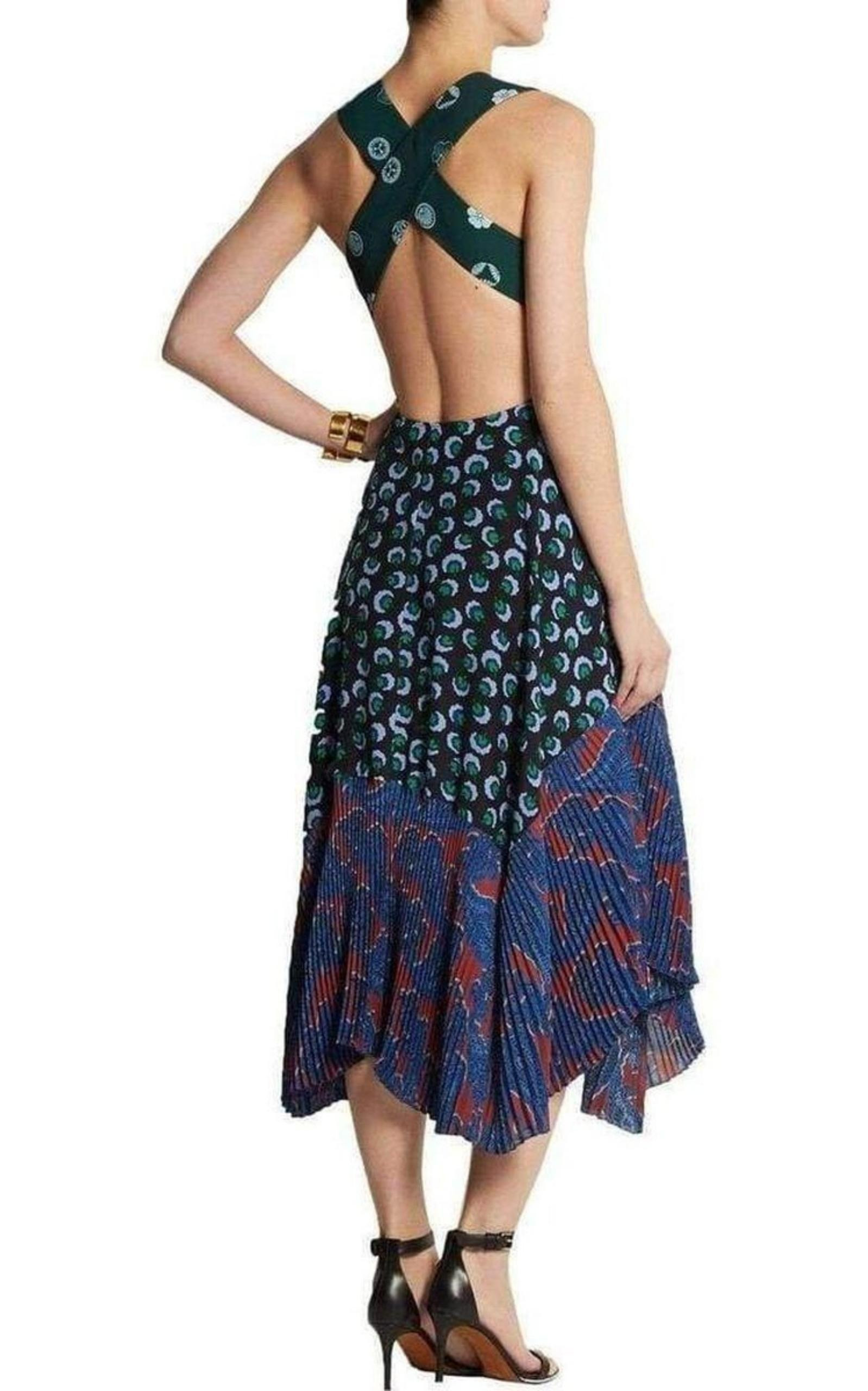 Caroline asymmetric printed silk and crepe dress - 4