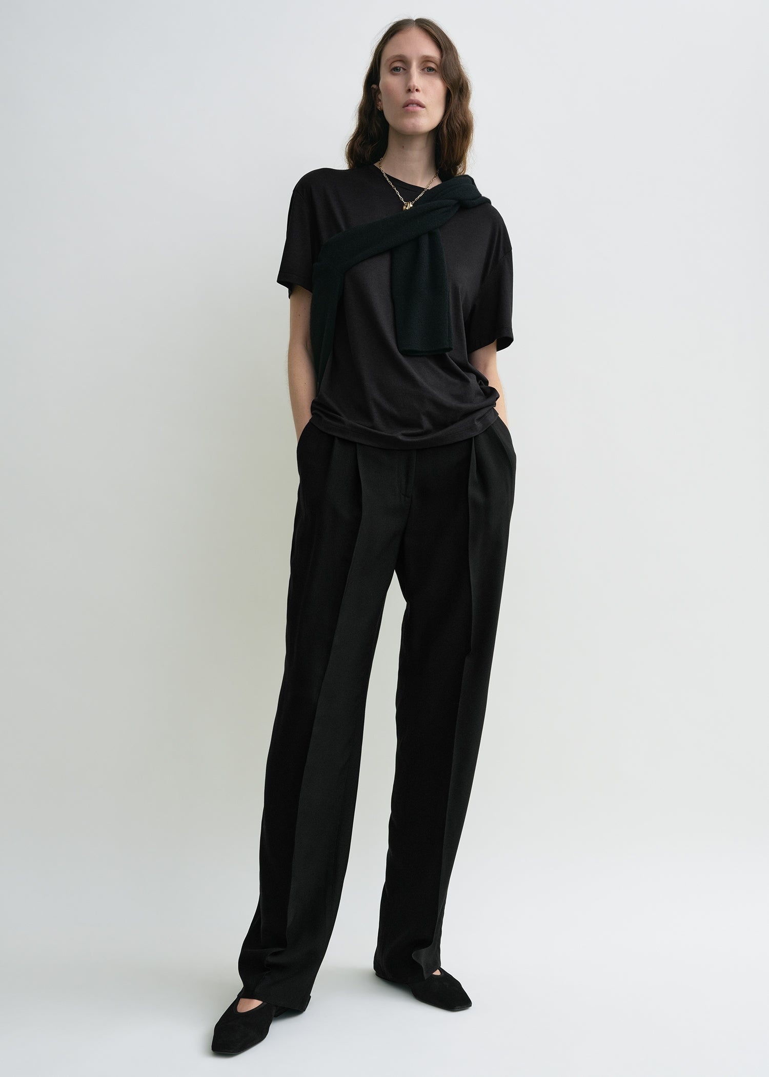 Double-pleat fluid trousers black - 2
