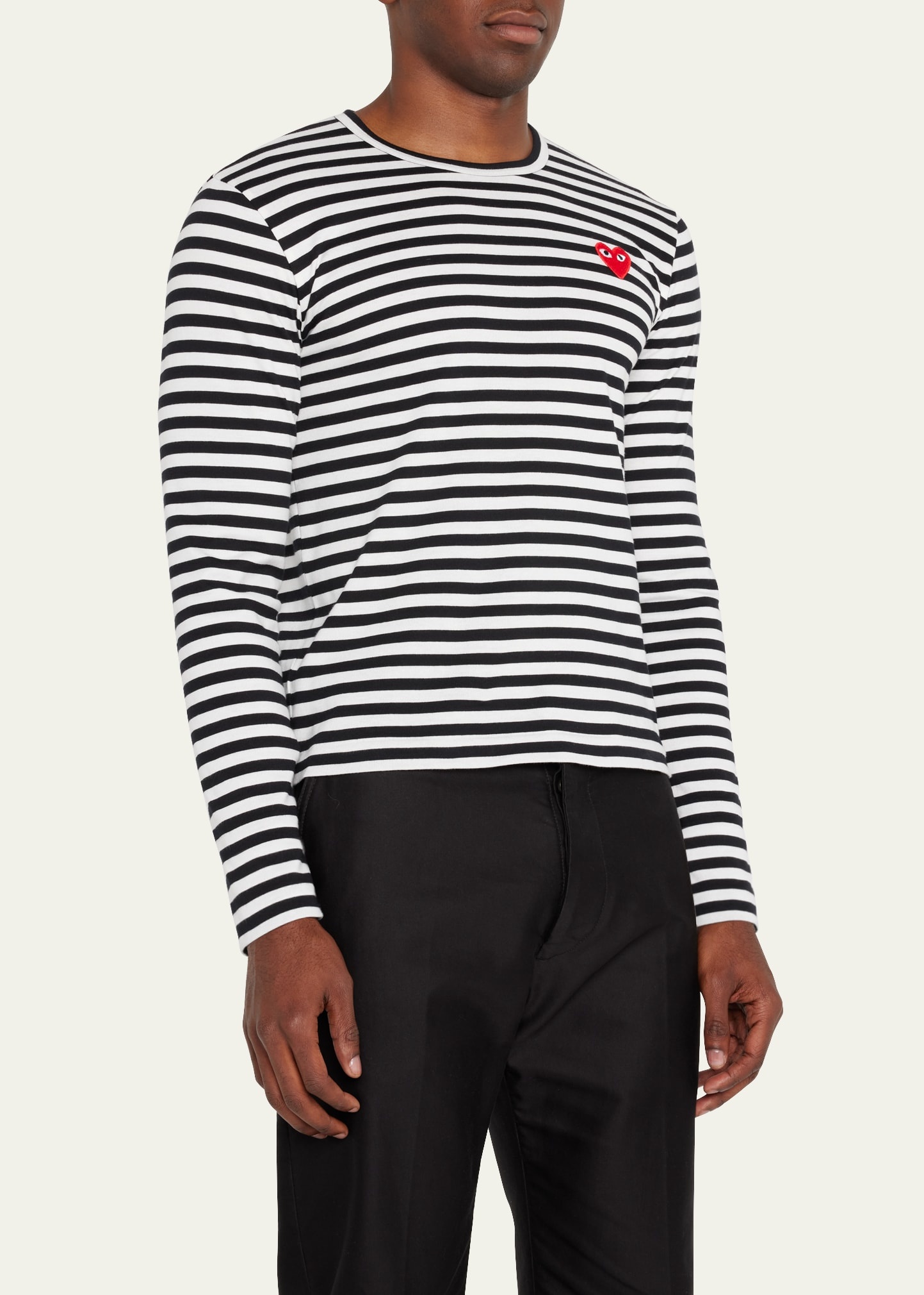 Men's Striped T-Shirt with Small Heart - 4