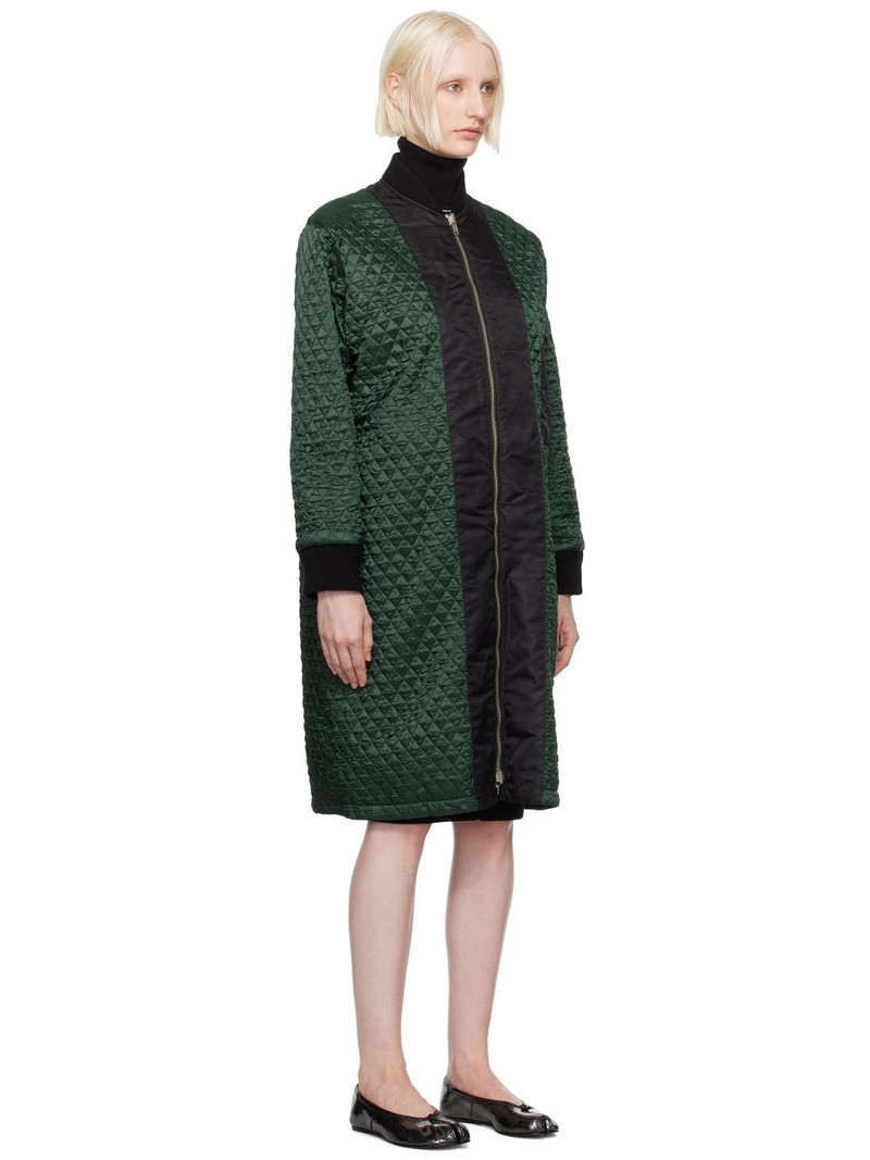 Green & Black Quilted Reversible Coat 2