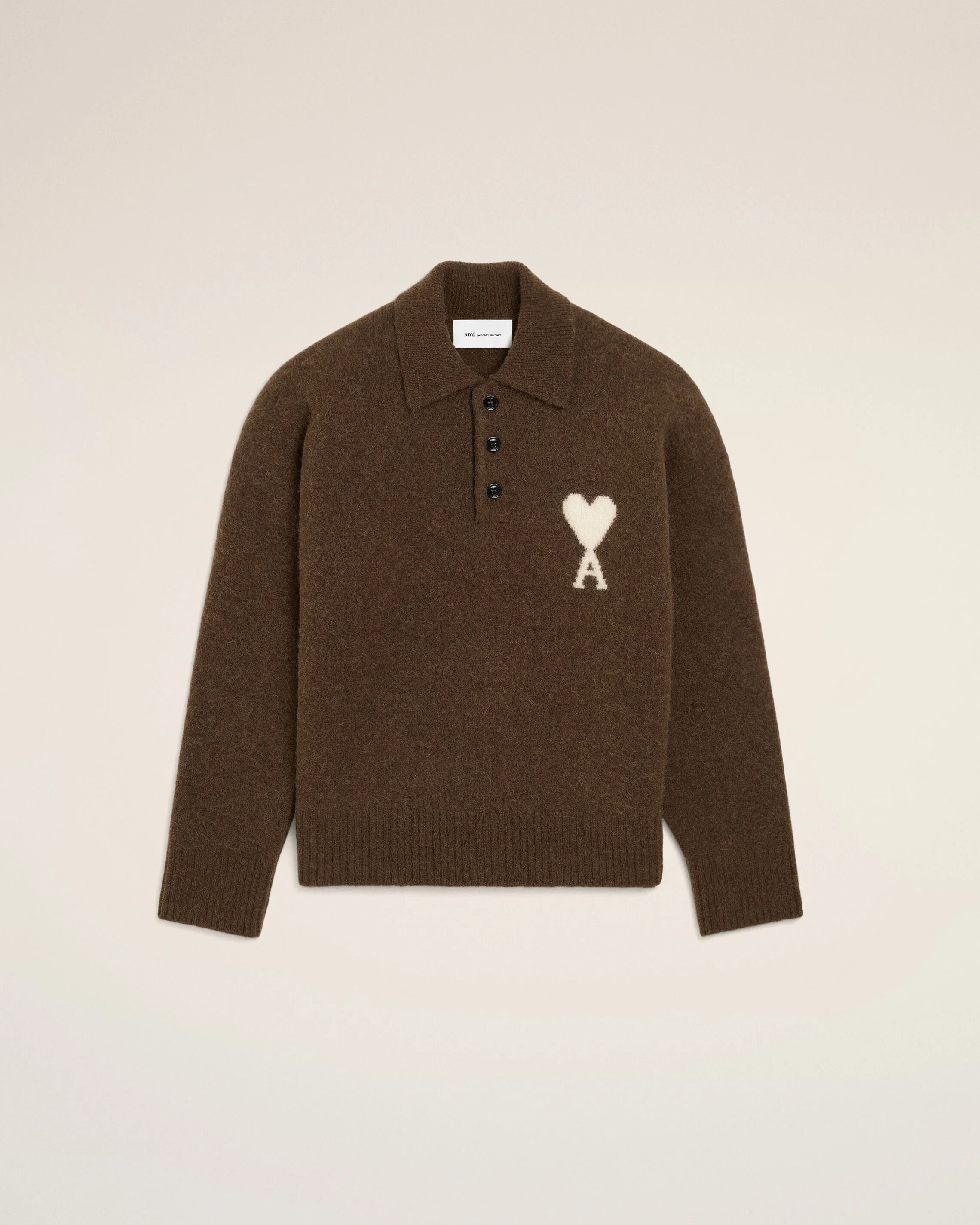 BROWN ALPACA POLO WITH AMI DE COEUR - 1