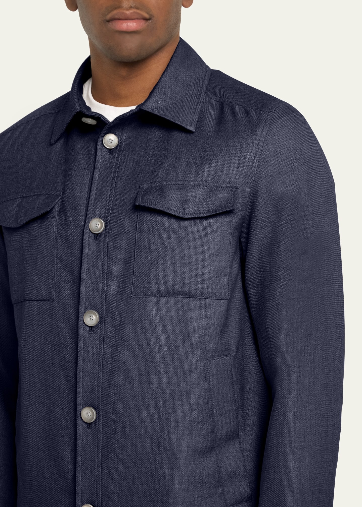 Men's Coated Cashmere-Blend Overshirt - 5