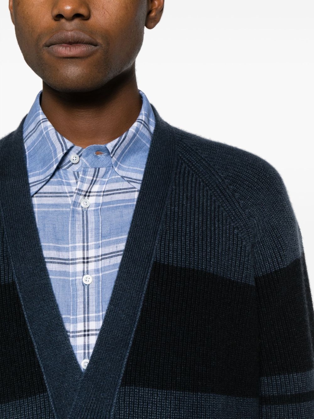 4-Bar striped cashmere cardigan - 5