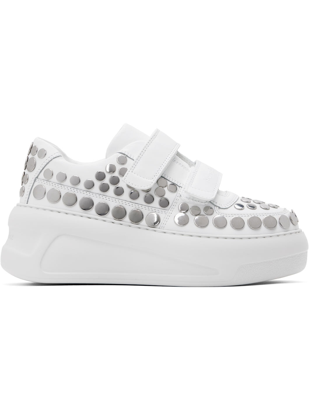 White Velcro Strap Platform Sneakers - 1