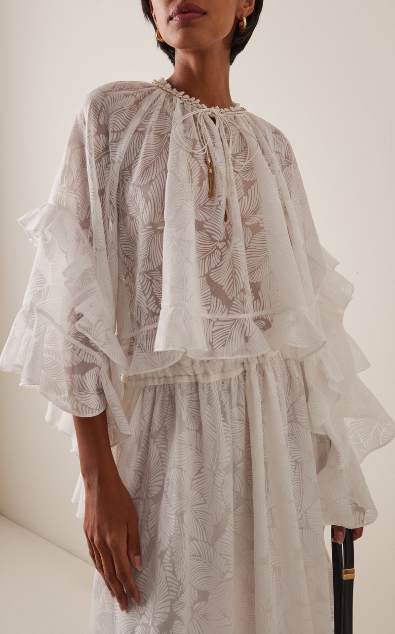 Zimmermann Daylight Ruffled Cotton-Blend Blouse ivory outlook