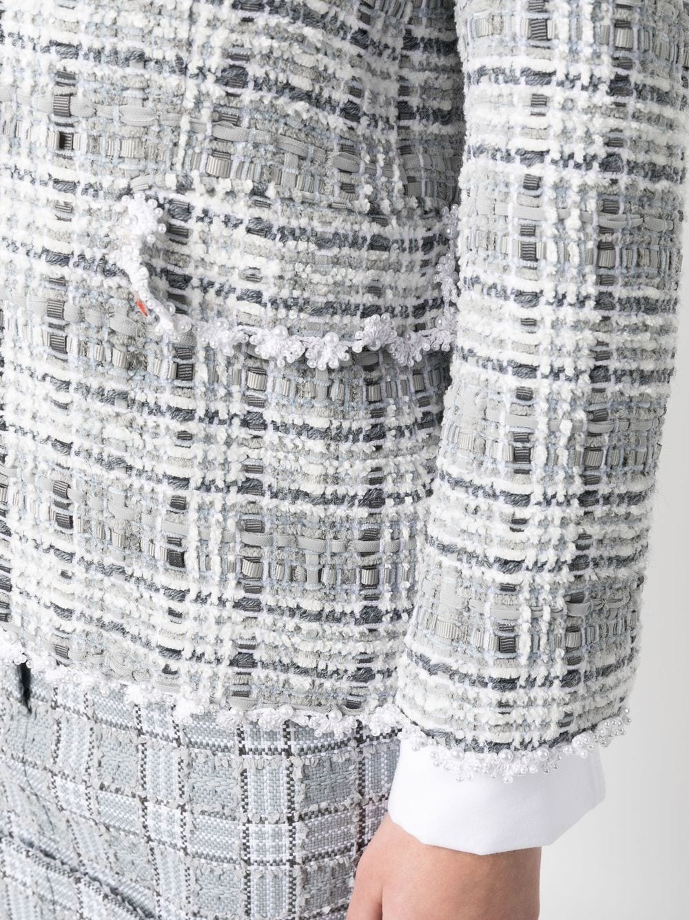 crochet-trim single-breasted blazer - 5