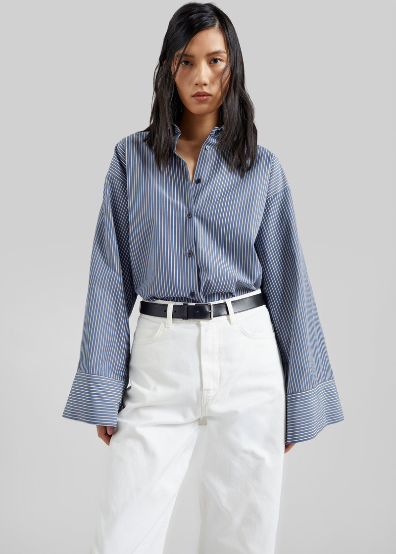 Menton Oversized Shirt - Navy/White Stripe 8