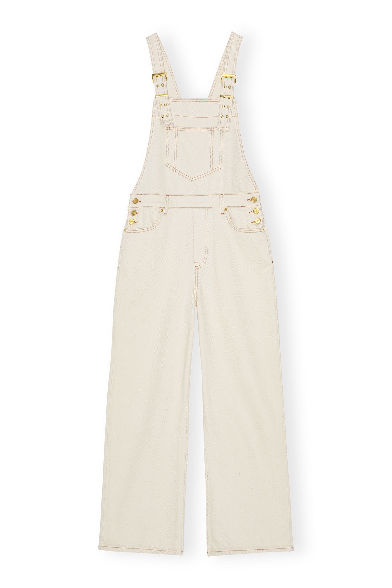 WHITE HEAVY DENIM OVERALLS - 1