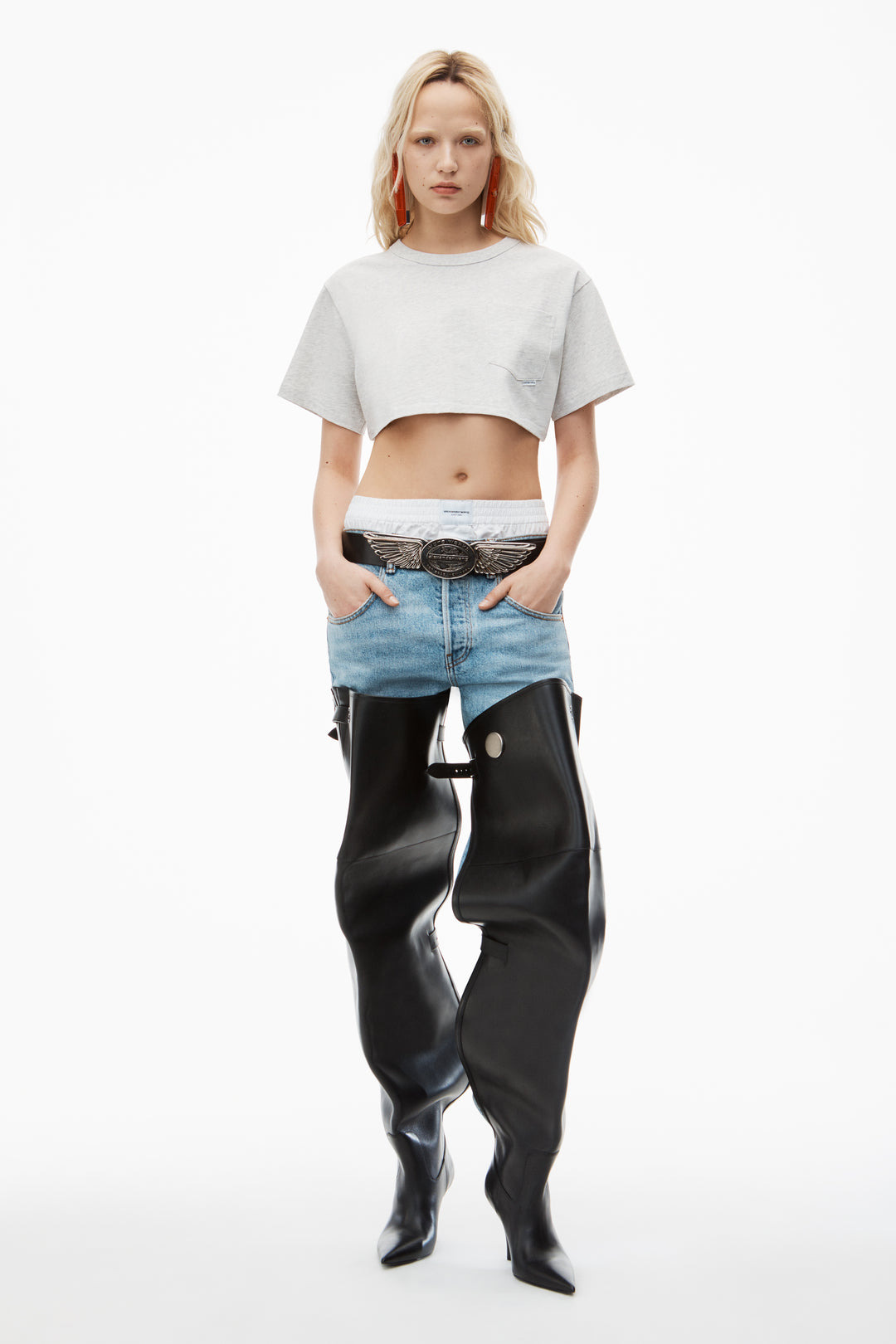 Cropped Pocket Tee In High Twist Jersey - 2