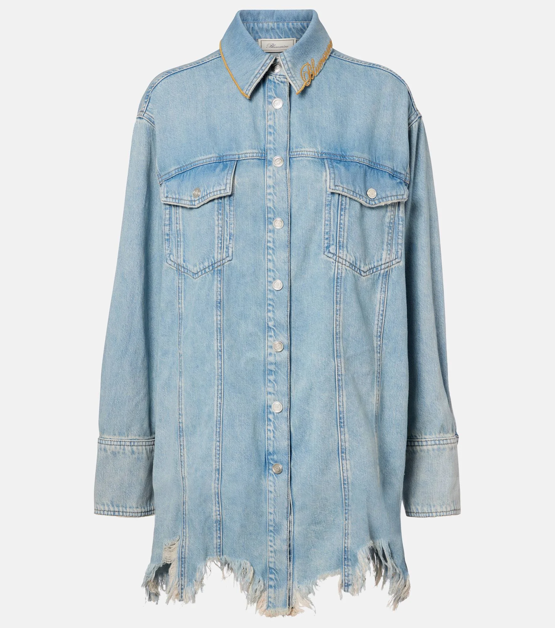 Embroidered denim overshirt - 1