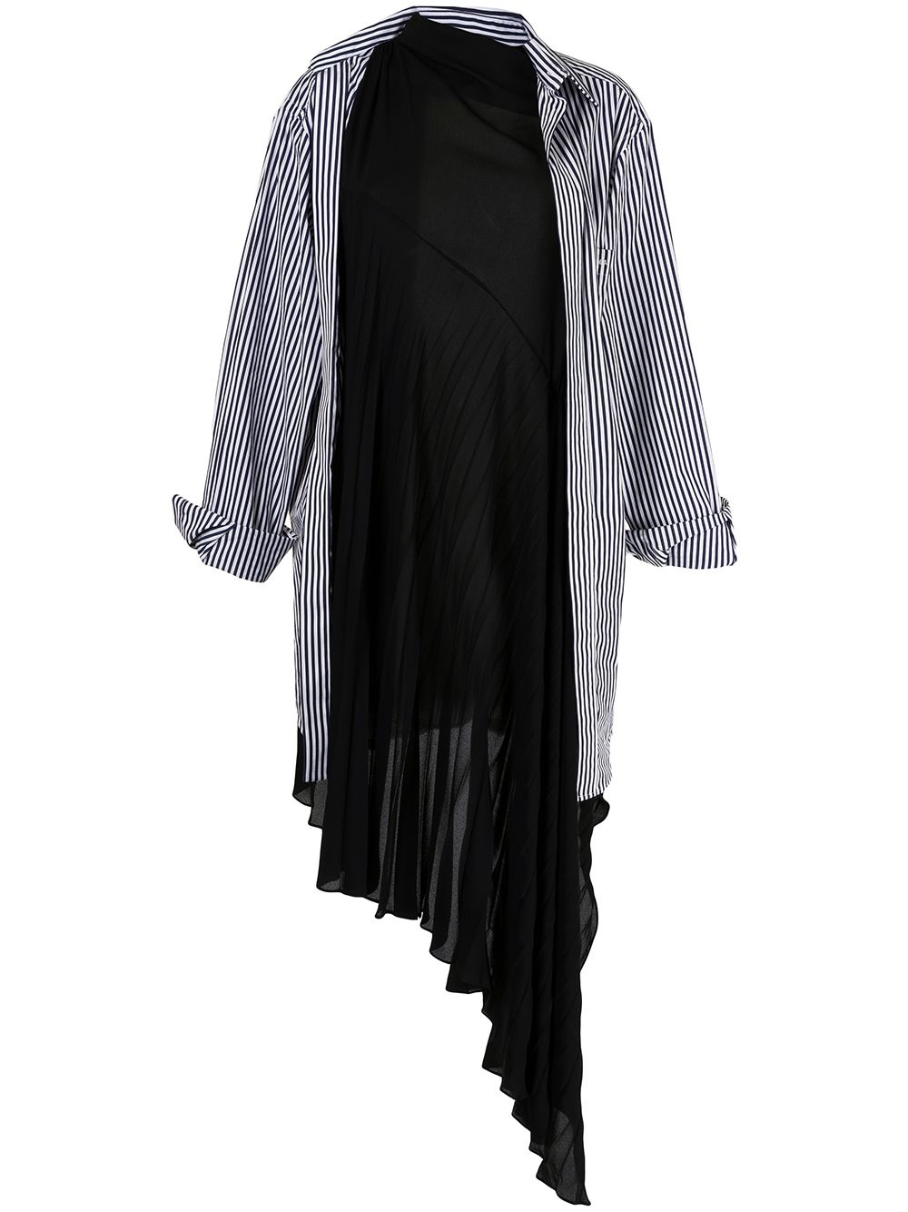 Twisted layered shirt-effect asymmetric dress - 1