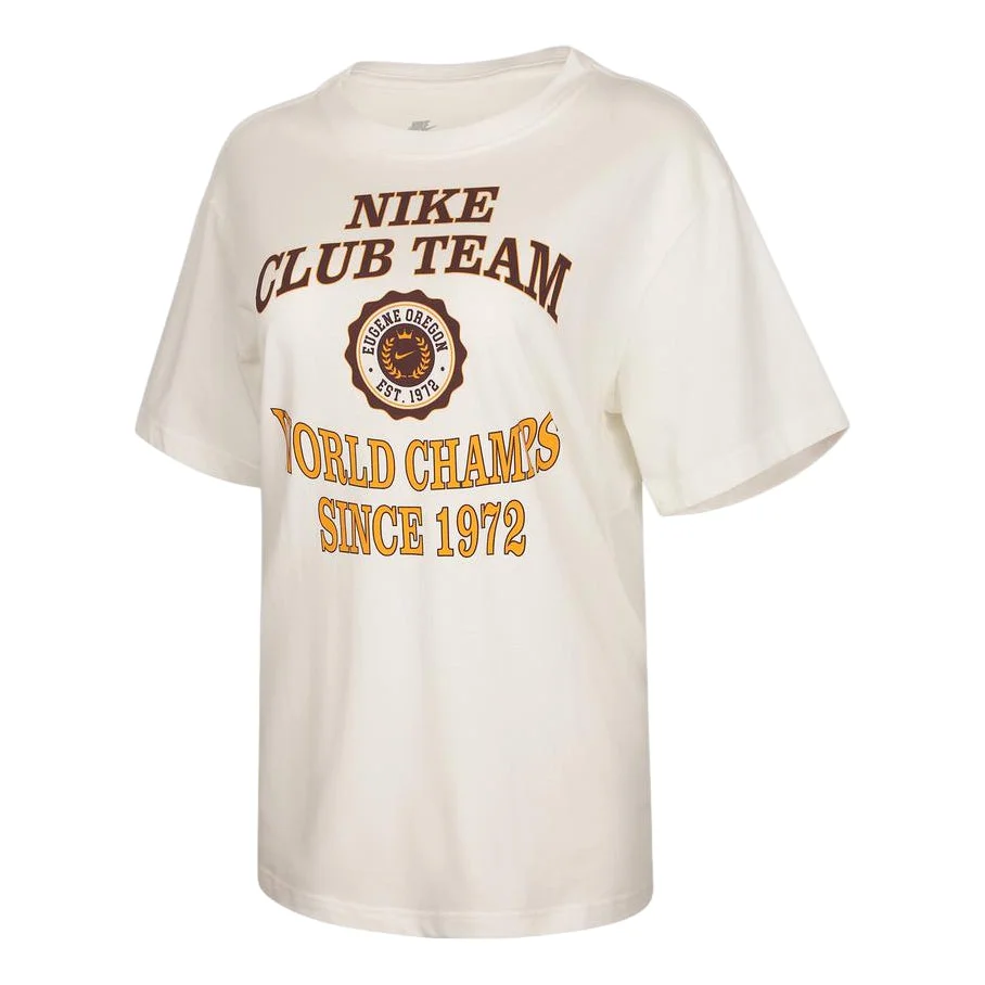 (WMNS) Nike Club Classic Boyfriend T-Shirt Asia Sizing 'Milk tea Beige Off-white' IM6421-133 - 1